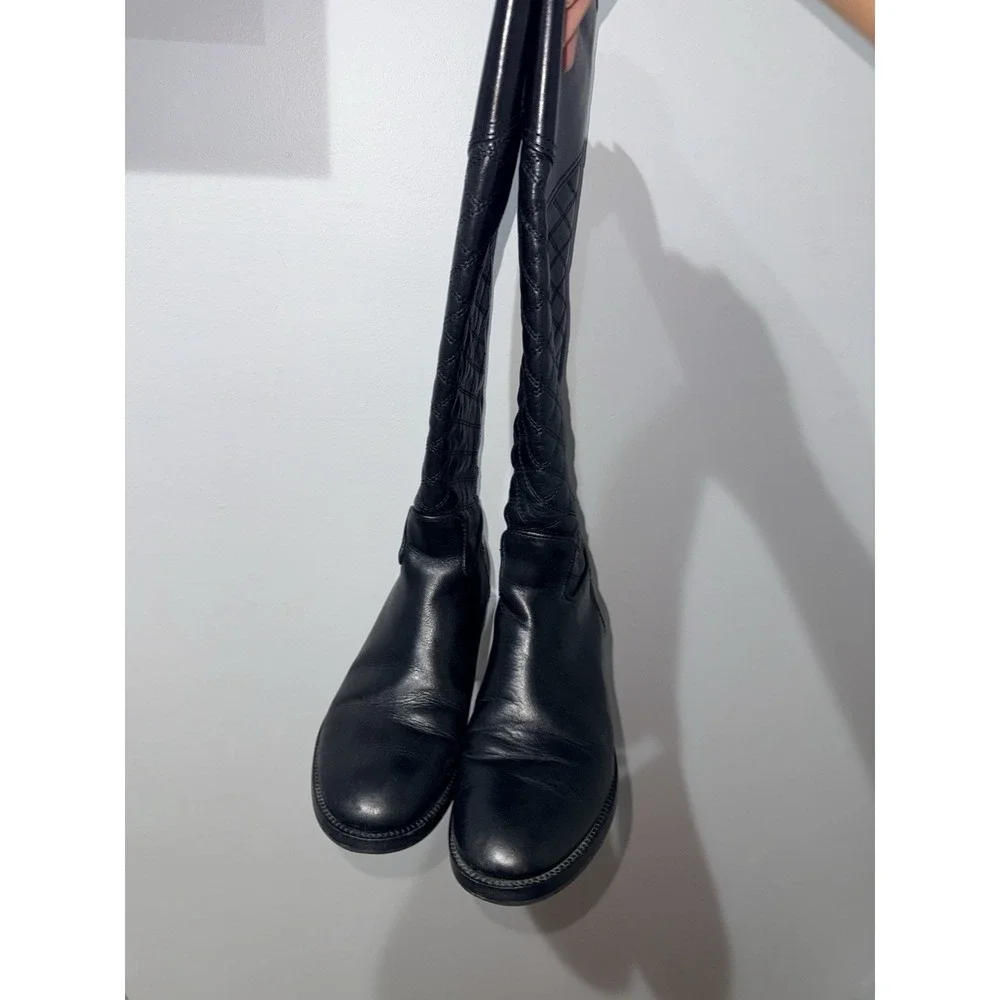Tory Burch Claremont Quilted Black‎ High Boot Women's Size 6.5 M Designer